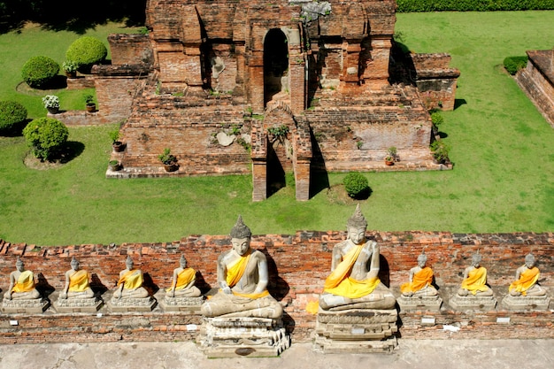 Boeddhabeelden Tempel Ayutthaya Wat Yai Chaimongkol Thailand Siam Azië