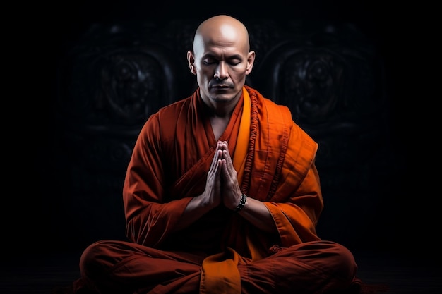 Boeddhistische monniken mediteren om mentale rust te bereiken Generatieve Ai