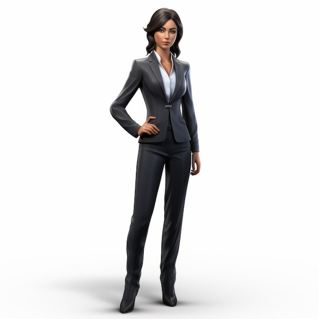 Boeiend 3D vrouwelijk advocaat personage in Business Suit Aria