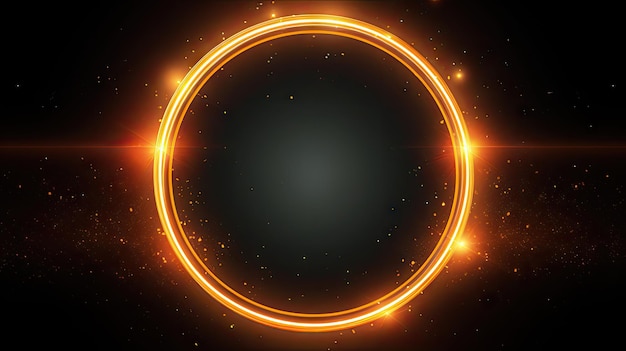 boeiend beeld van een rond frame met een schitterende cirkelbanner met een oranje cirkel-effect met gloeiende vonken