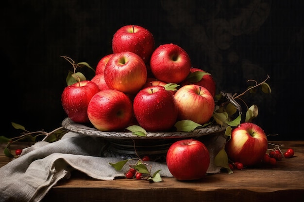 Boeiend stilleven Een foto van appels op tafel