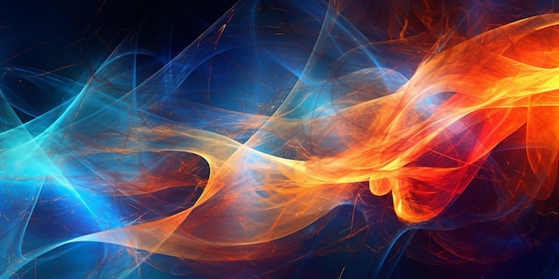 Boeiende abstracte achtergrond met een combinatie van blauwe en oranje kleuren Generative Ai