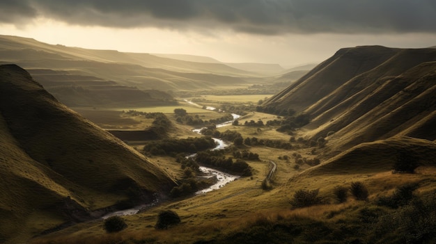 Boeiende Canyon-foto van Deense heuvels met perfecte belichting