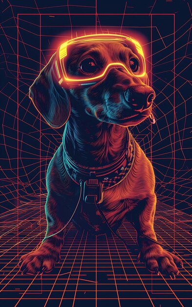 Foto boeiende dierenportretten in cyberdierstyl en levendige kleuren in verbluffende digitale kunst