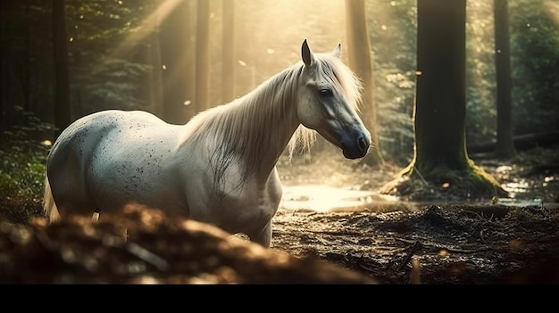 Boeiende eenhoorn-ai-fotografie die de betoverende schoonheid van deze mythische wezens vastlegt