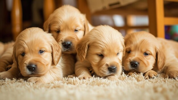 Foto boeiende momenten 6 weken oude golden retriever puppy's onthullen hun nieuwsgierigheid in verbluffende ar 16