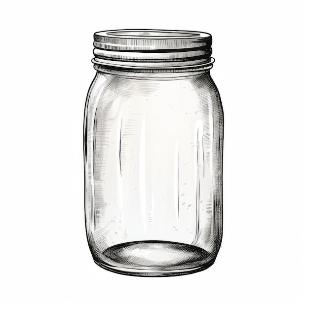 Boeiende Nostalgie Vintage Glass Mason Jar met metalen deksel op witte achtergrond