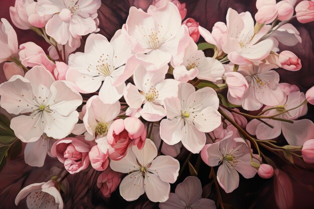 Boeiende schoonheid Een close-up van delicate witte en roze bloemen in 32 aspectverhoudingen