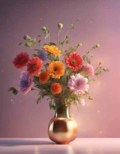 Boeiende stilleven Moderne bloemenvaascompositie in Studio Brilliance