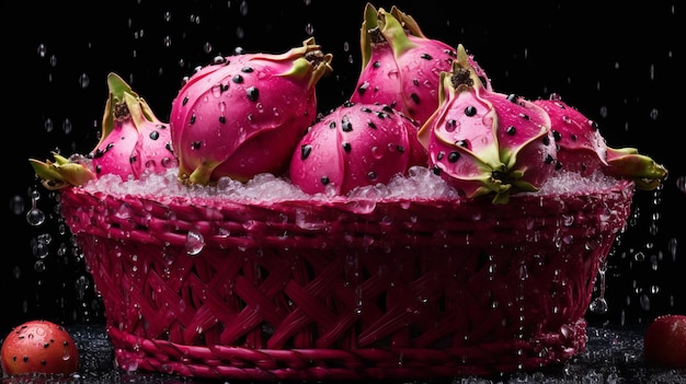 Boeiende visuele verhalen over roze drakenfruit in een mand