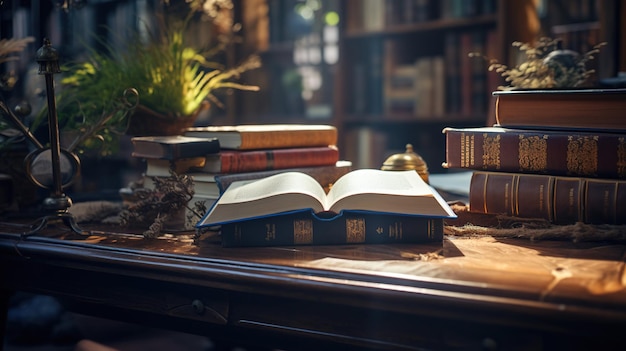 Boek op een tafel in een bibliotheek