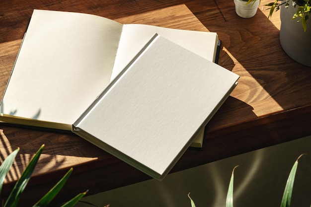Boeken bij het raam op de houten vensterbank in het zonlicht