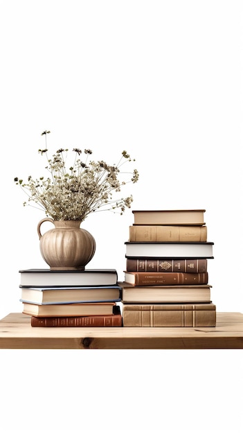 Foto boeken en tafel geïsoleerd op wit