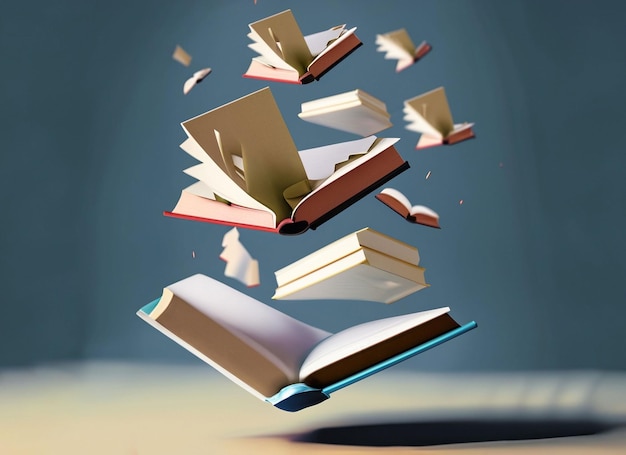 Boeken gooien vliegende boeken geïsoleerd op een witte achtergrond met uitknippad
