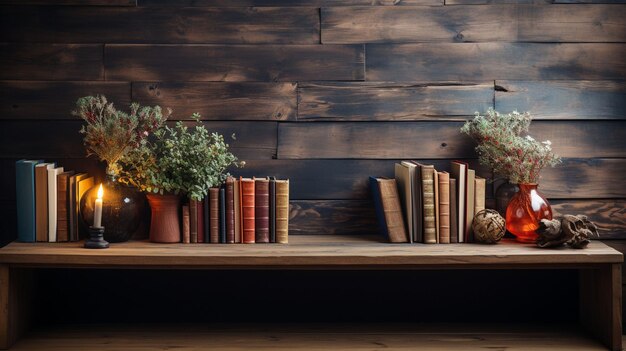 Foto boeken met kader op een houten tafel