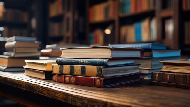 Boeken op tafel in de bibliotheek