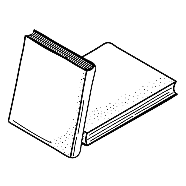 Boeken png doodle sticker zwarte witte illustratie doorzichtige achtergrond