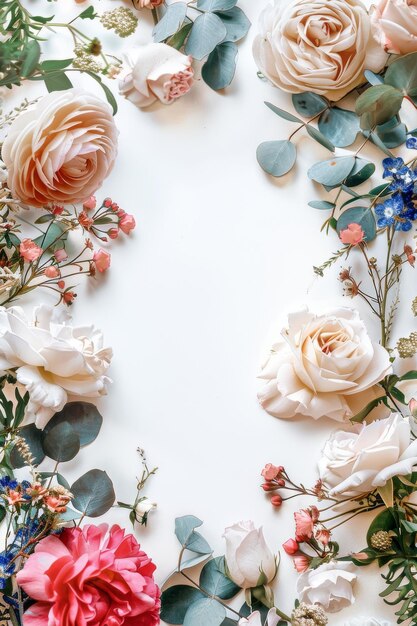 Foto boeket bloemen op tafel gerangschikt