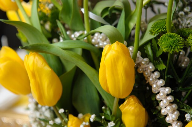 Boeket gele tulpen, mooi boeket bloemen