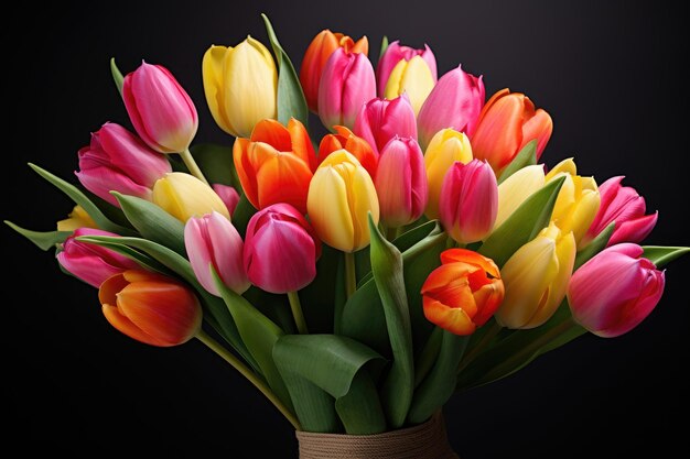 Foto boeket kleurrijke tulpen in een vaas