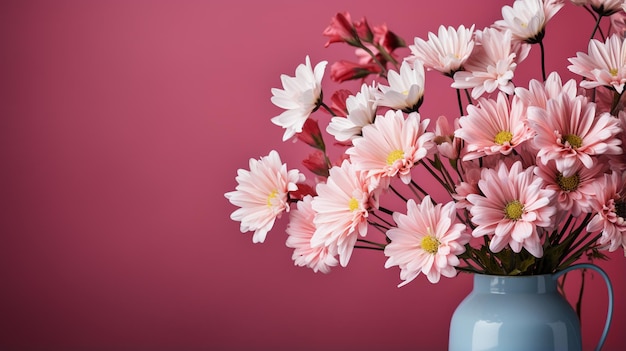 boeket mooie bloemen op een blauwe achtergrond