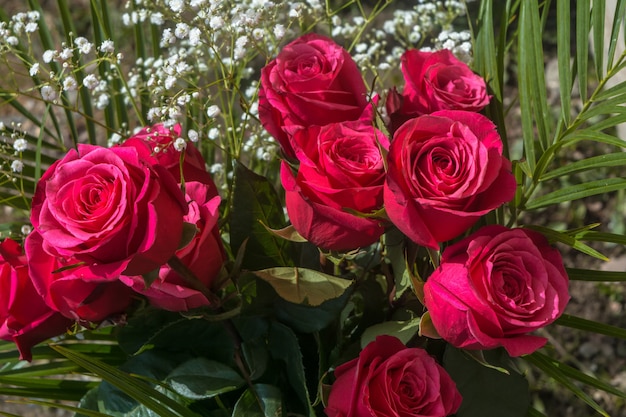 Foto boeket roze rozen