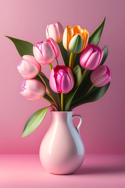 Boeket van heldere kleurrijke tulpen Mooie pastel roze bloemen achtergrond Lentebloemen