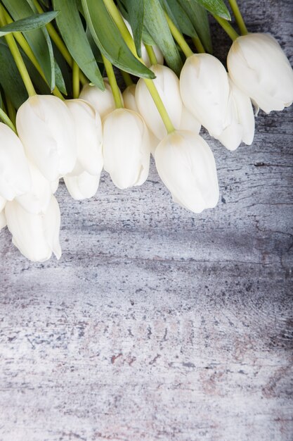 Foto boeket van witte tulpen