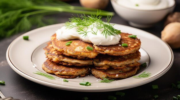 Boekweit-aardappelpannenkoekjes met zure room