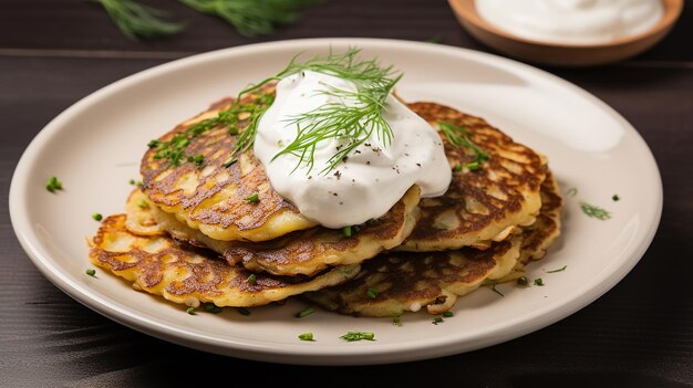 Boekweit-aardappelpannenkoekjes met zure room