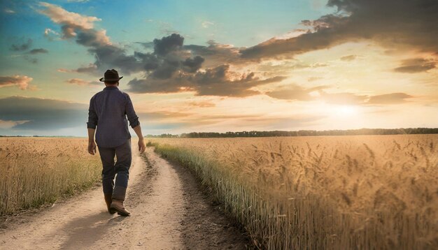 boer boer die aan het oogsten is in een tarweveld