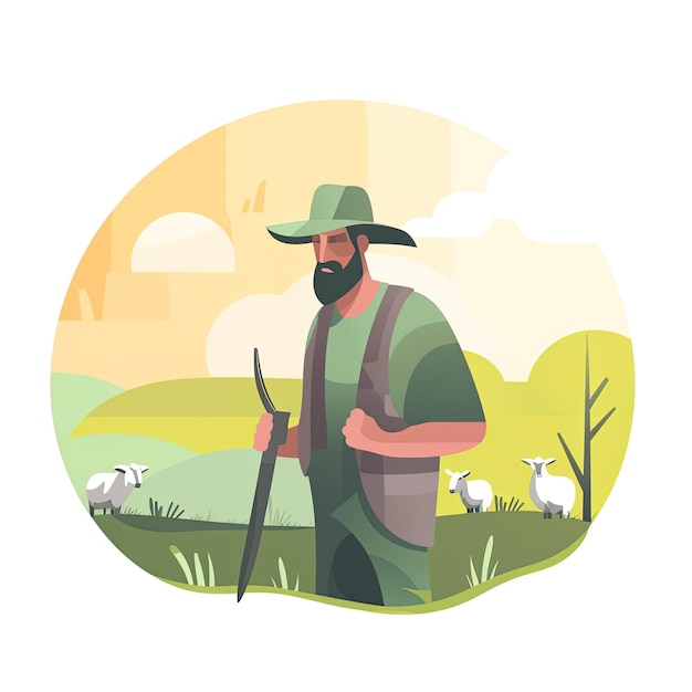 boer boerderij clipart platte vector website illustratie eenvoudige pastel beroep baan werk