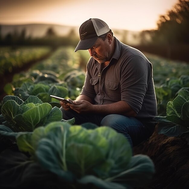 Foto boer op een veld