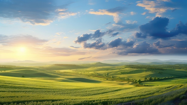 Boerderij buiten landschap zonsopgang landschap