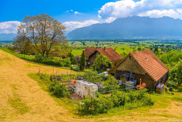 Boerderijen in bergdorp Grabs Werdenberg St. Gallen