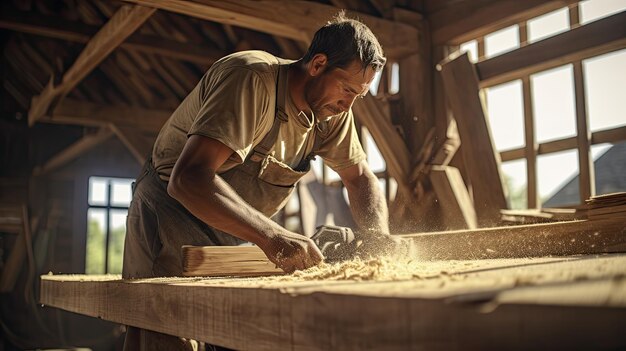 Foto boerderijgebouw met rustieke constructie