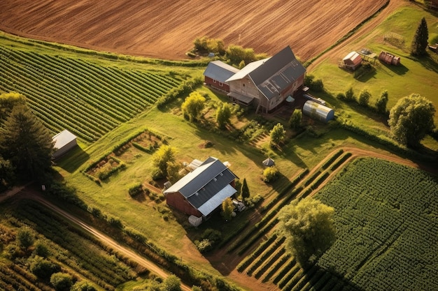 Boerderijveld vogelweergave Genereer Ai