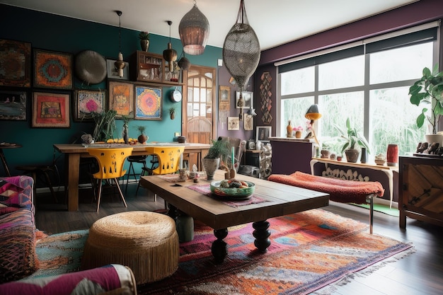 Boheems huis met een grillig decor en een verbluffende mix van kleuren