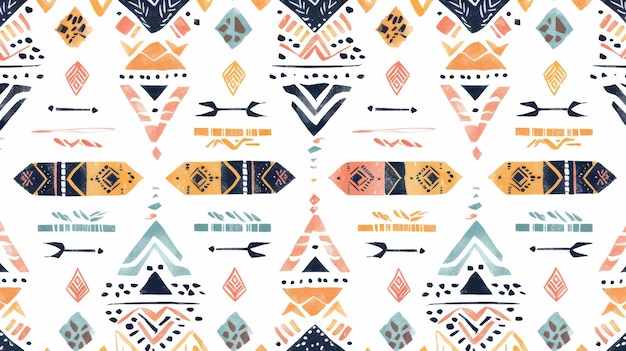 Boheemse etnische naadloze patroon met stamkunstdruk Kleurige herhalende achtergrond Voor kleding behang en verpakkingspapier