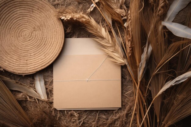 Bohemian blank invitation card surrounded