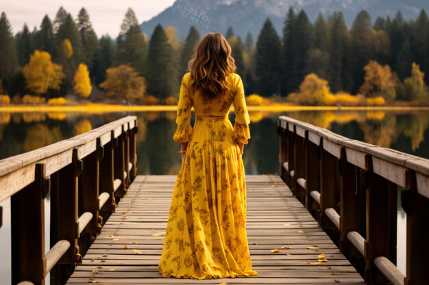 トレンディな居心地の良いパレットでボヘミア風の秋の女性服装