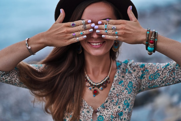 Bohemian chic woman with boho details