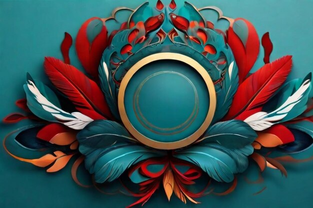 Bohemian Circle Feathers Stylish Background Art