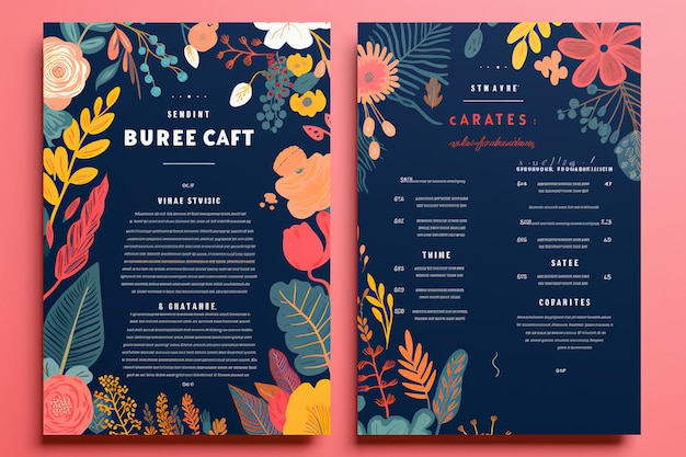 Photo bohemian colorful delights whimsical menu layout