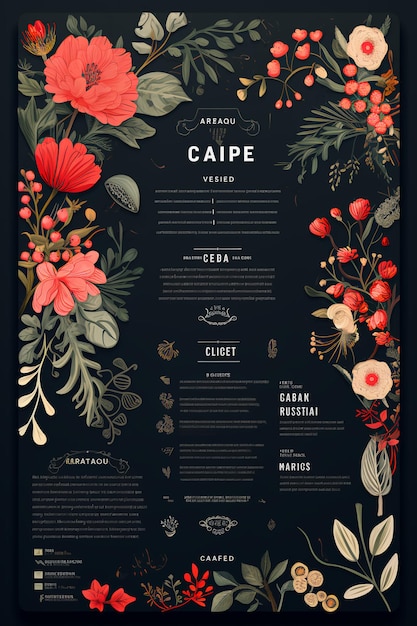 Photo bohemian colorful delights whimsical menu layout