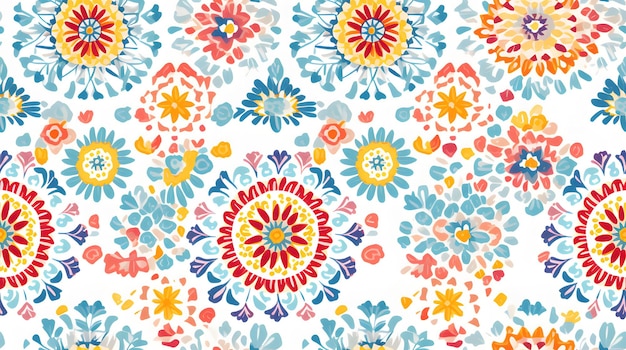 bohemian mandala prints pattern with a white background