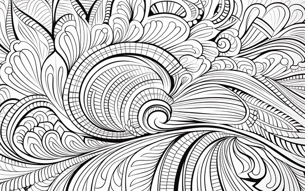 ボヘミアの注意深いパターン 黒と白のカラーページ