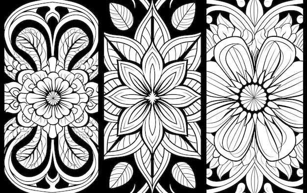 Photo bohemian mindful patterns coloring page black and white