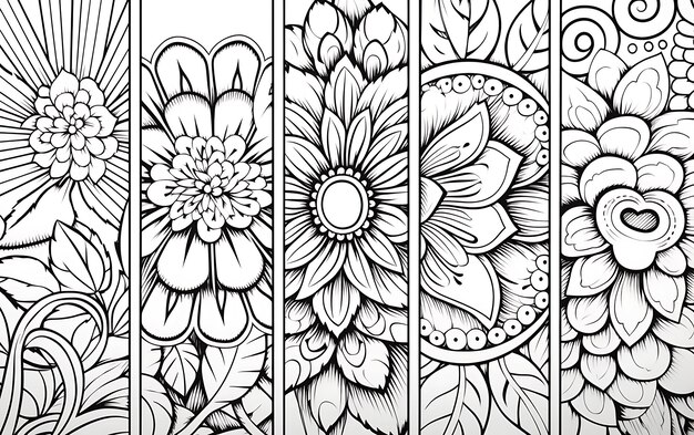 Photo bohemian mindful patterns coloring page black and white