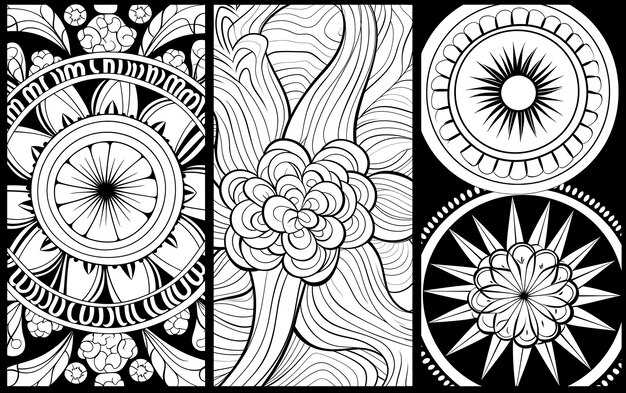 Photo bohemian mindful patterns coloring page black and white